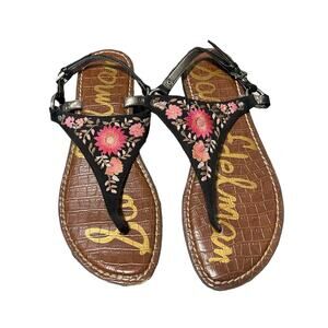 Sam Edelman Women's Greta Leather Thong Sandals With Adjustable Ankle Strap - View #9